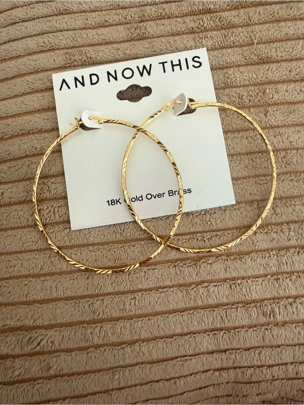 And Now This 18 K Gold over Brass Twisted Hoop Earrings - Shiny Gold Hoops